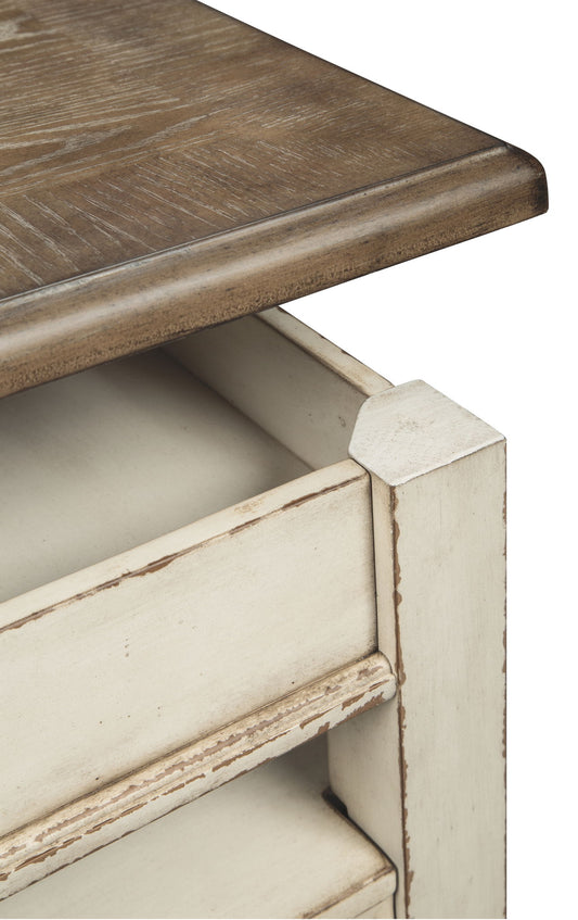 Realyn - Lift Top Cocktail Table - White / Brown