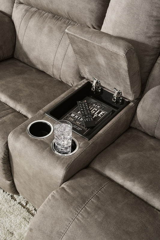Laresview - Dbl Reclining Loveseat with Console - Fossil