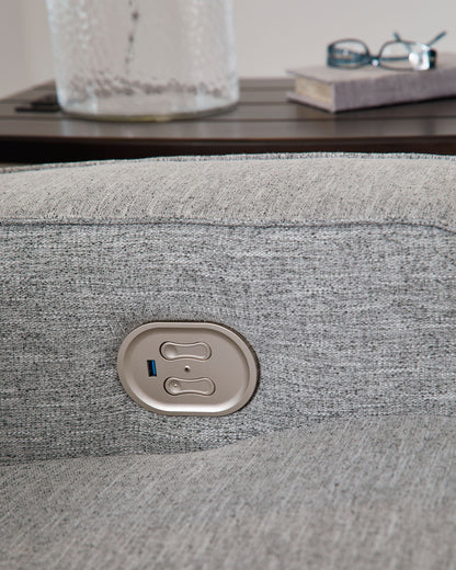 Biscoe - Power Recliner /Adj Headrest - Pewter