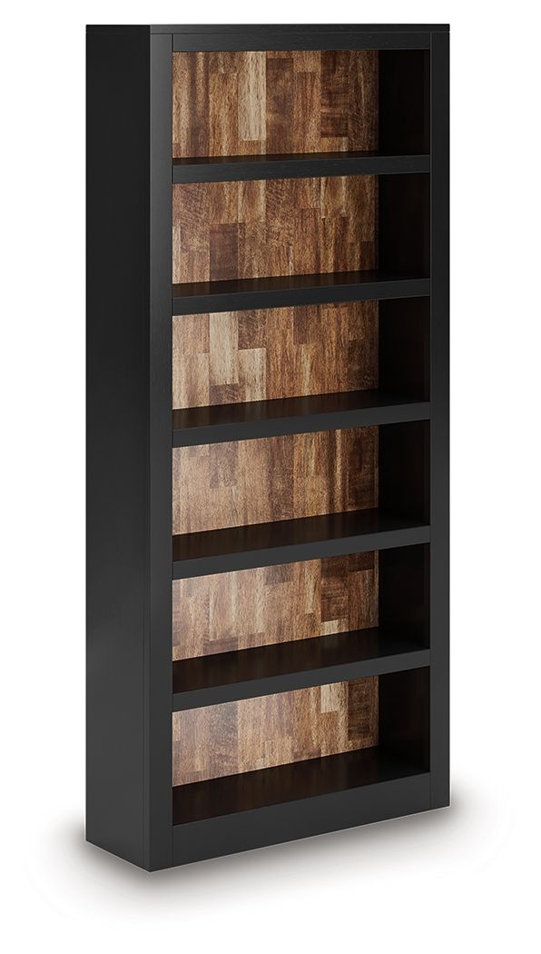 Wildenauer - 4 Pc. - Home Office Desk And Return, Swivel Desk Chair, Bookcase - Brown / Black