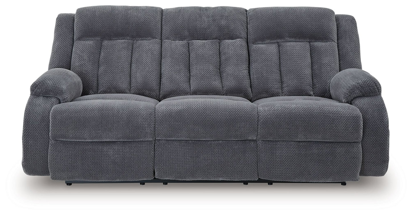 Observation - Reclining Power Sofa With Drop Down Table - Steel