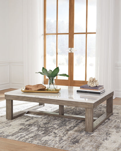 Loyaska - Rectangular Cocktail Table - Brown / Ivory