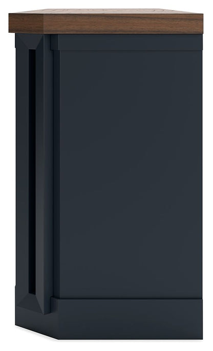 Landocken - XL TV Stand W/Fireplace Option - Brown / Blue