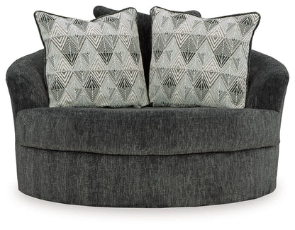 Biddeford - Oversized Swivel Accent Chair - Shadow