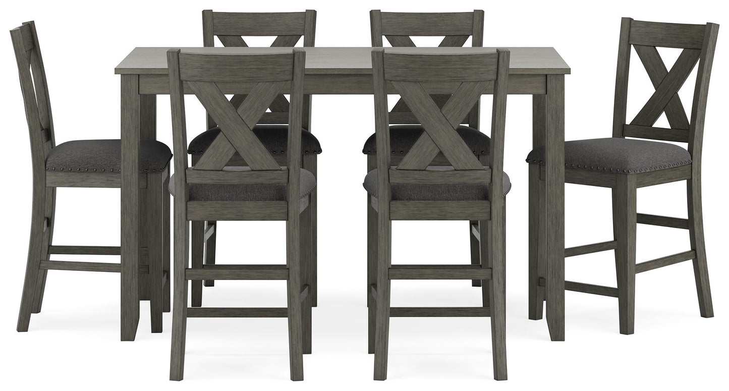 Caitbrook - Rect Drm Counter Table Set (Set of 7) - Gray